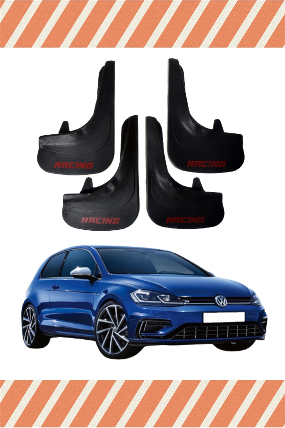 Volswagen Golf 7 Racing Yazılı 4'Lü Tozluk Çamurluk Paçalık 