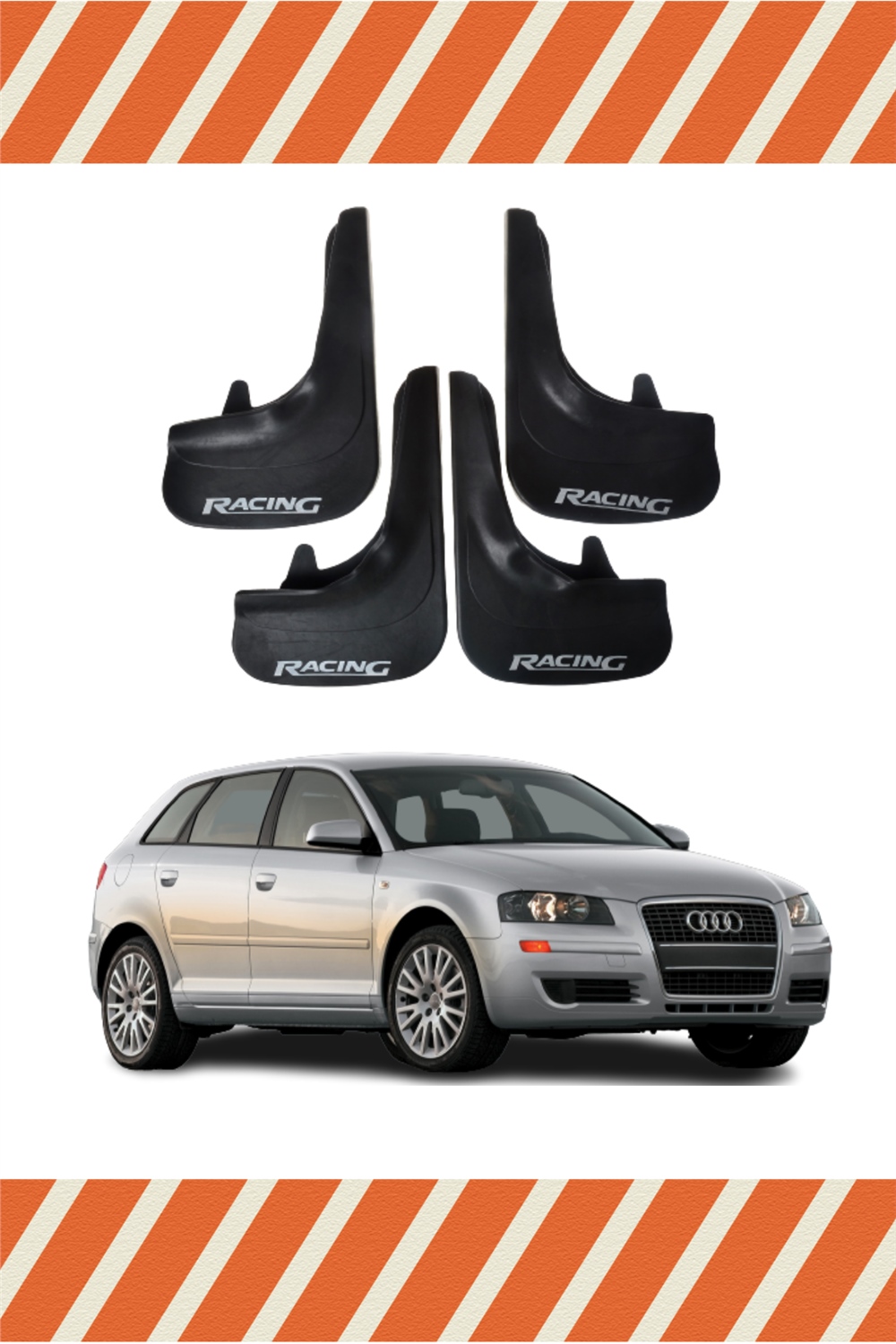 Audi A3 Racing Yazılı 4'Lü Tozluk Çamurluk Paçalık 