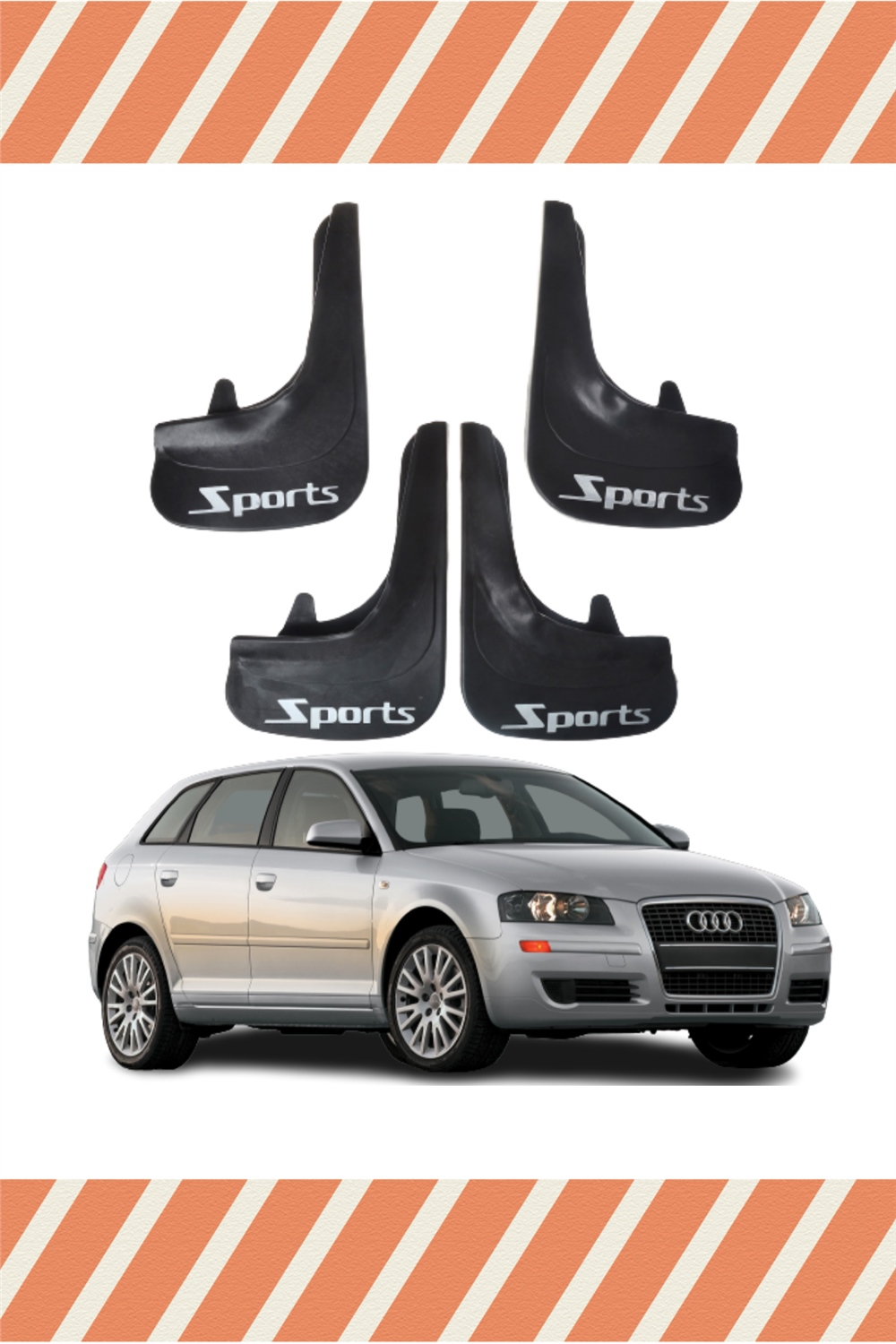 Audi A3 Uyumlu 4’Lü Sports Yazılı Tozluk Çamurluk Paçalık