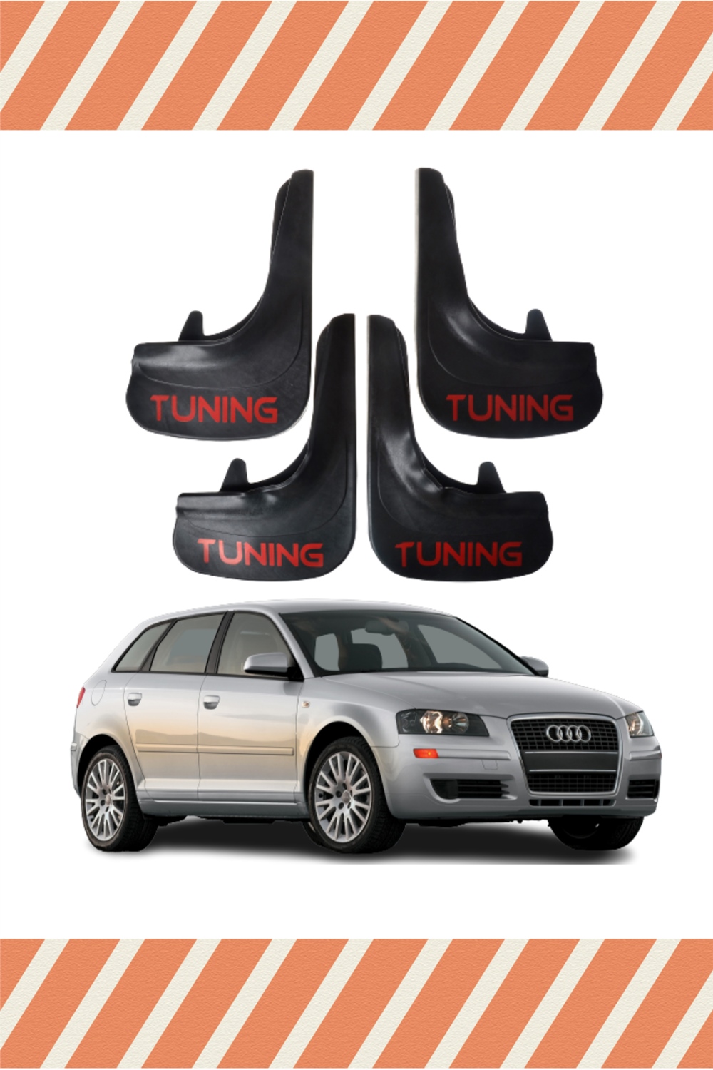 Audi A3 Uyumlu 4’Lü Tunıng Yazılı Tozluk Çamurluk Paçalık