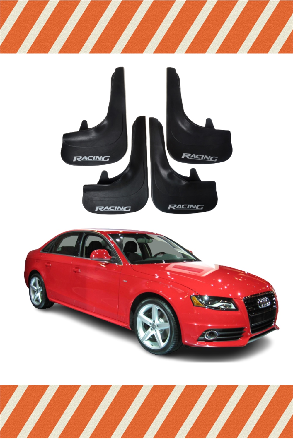 Audi A4 Racing Yazılı 4'Lü Tozluk Çamurluk Paçalık 
