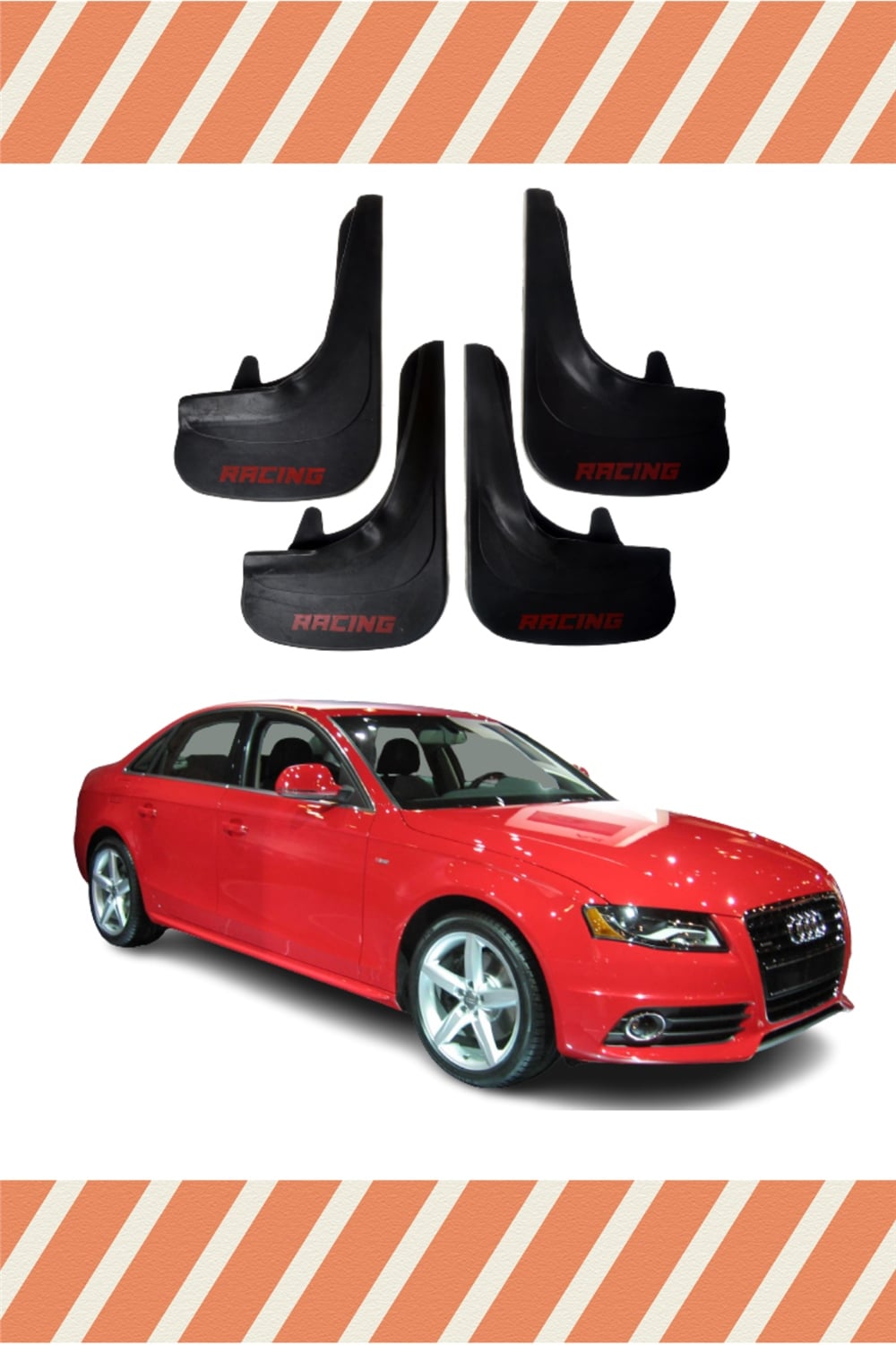 Audi A4 Racing Yazılı 4'Lü Tozluk Çamurluk Paçalık 