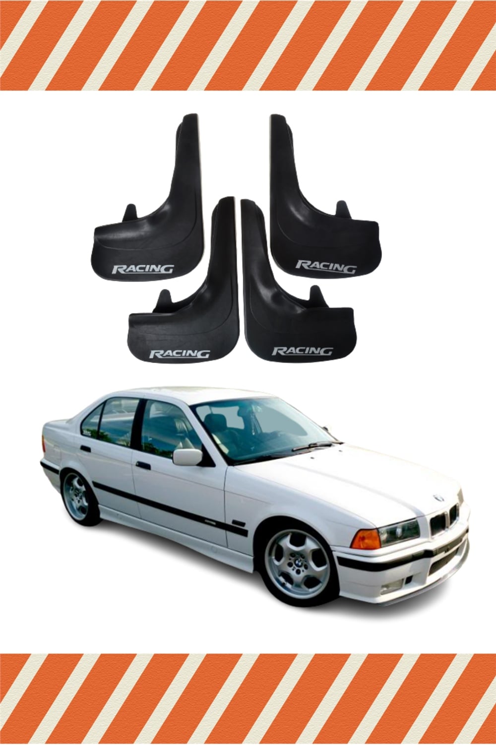 Bmw E36 Racing Yazılı 4'Lü Tozluk Çamurluk Paçalık 