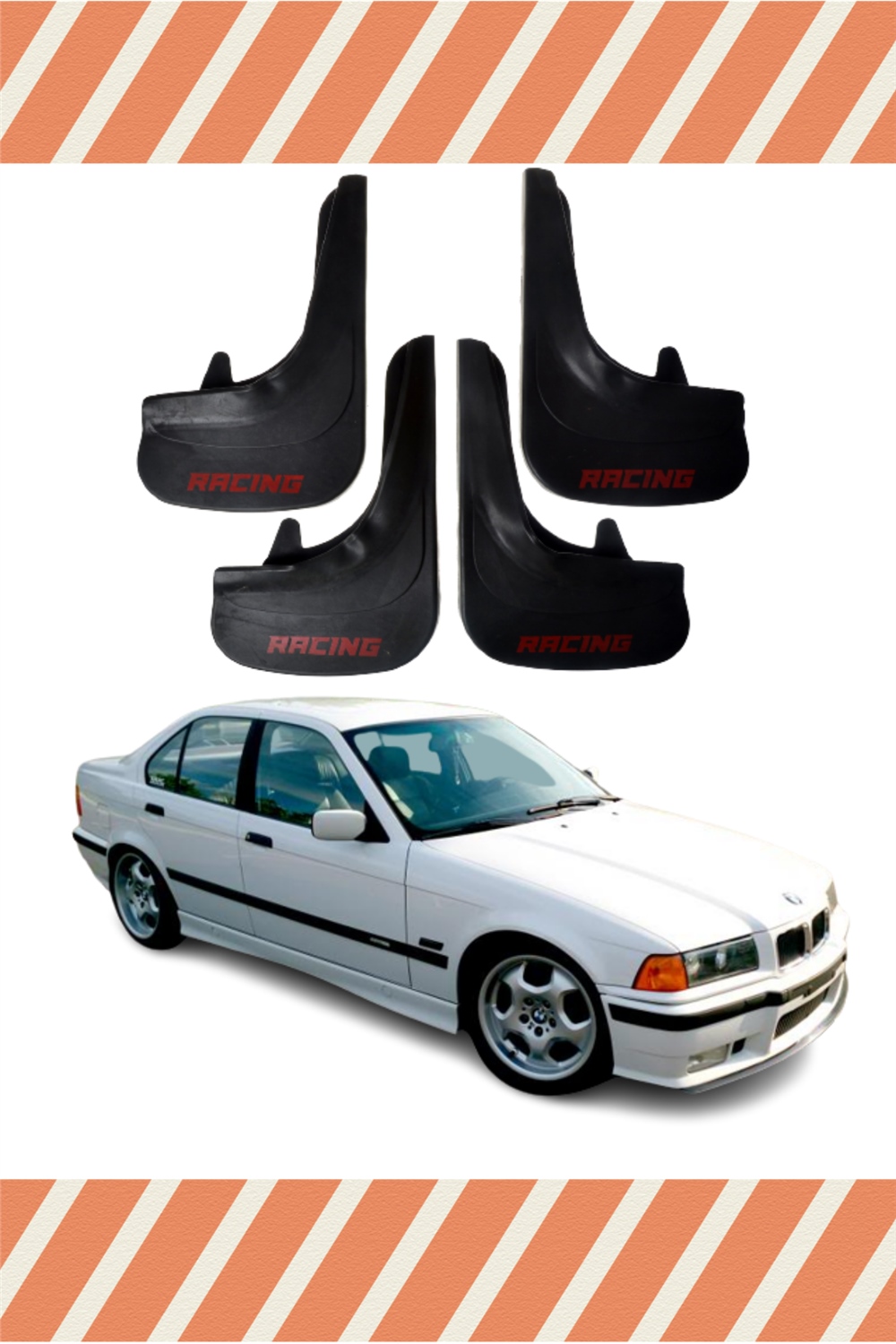 Bmw E36 Racing Yazılı 4'Lü Tozluk Çamurluk Paçalık 