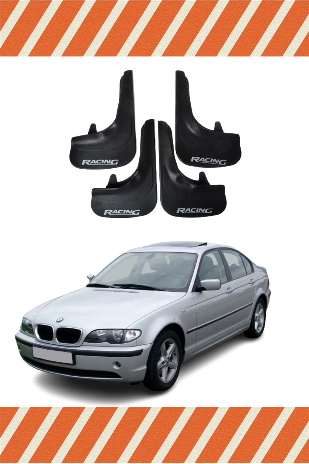 Bmw E46 Racing Yazılı 4'Lü Tozluk Çamurluk Paçalık 