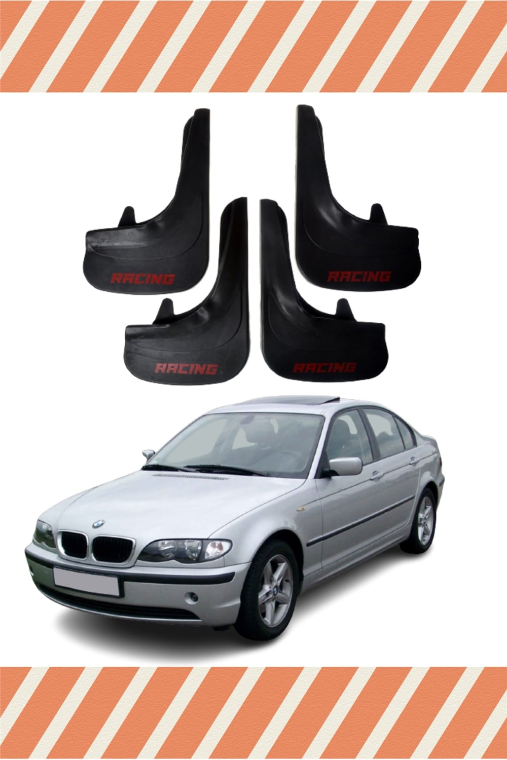 Bmw E46 Racing Yazılı 4'Lü Tozluk Çamurluk Paçalık 
