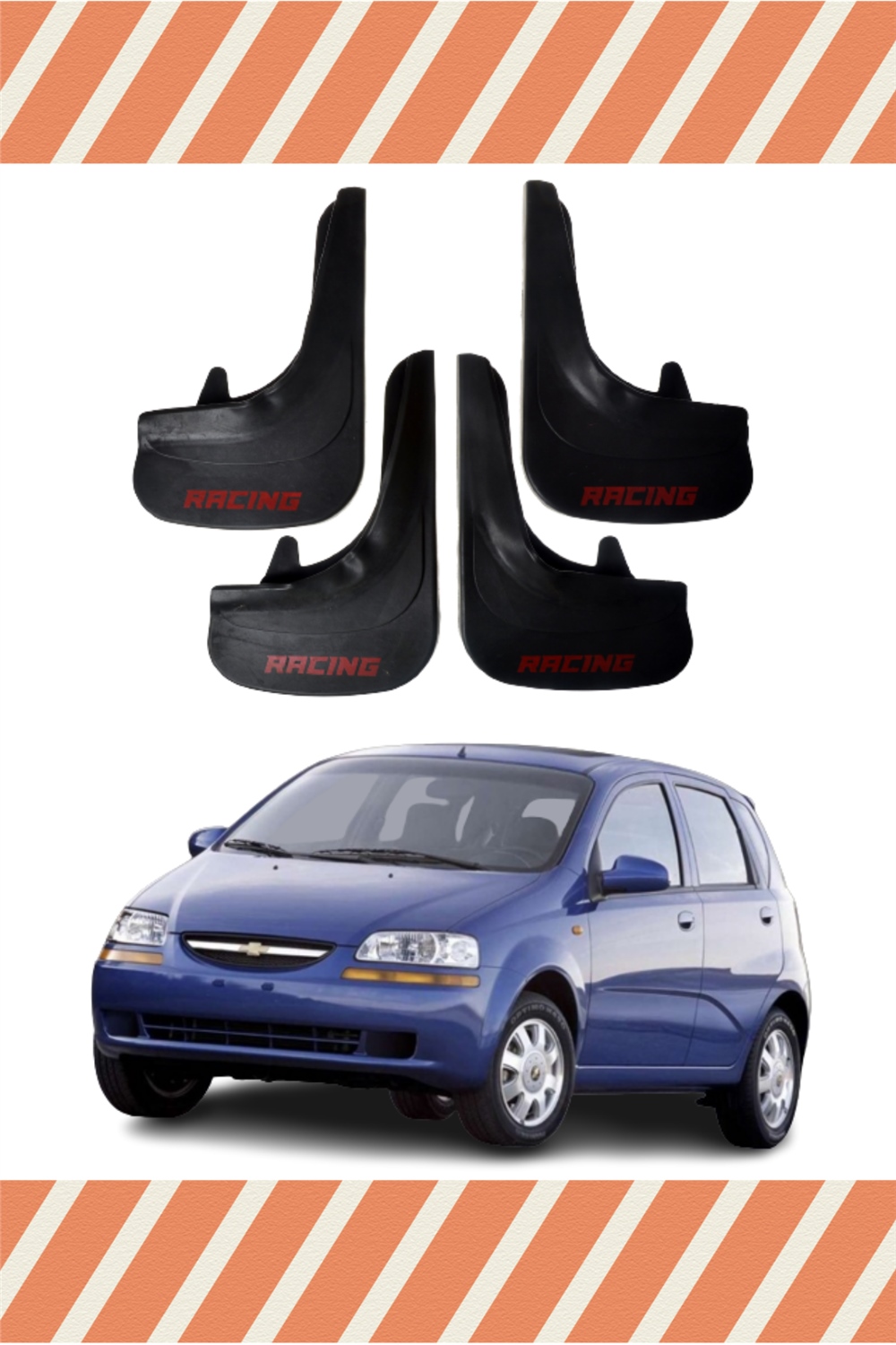 Chevrolet Aveo Hb 2005-2011 Racing Yazılı 4'Lü Tozluk Çamurluk Paçalık 