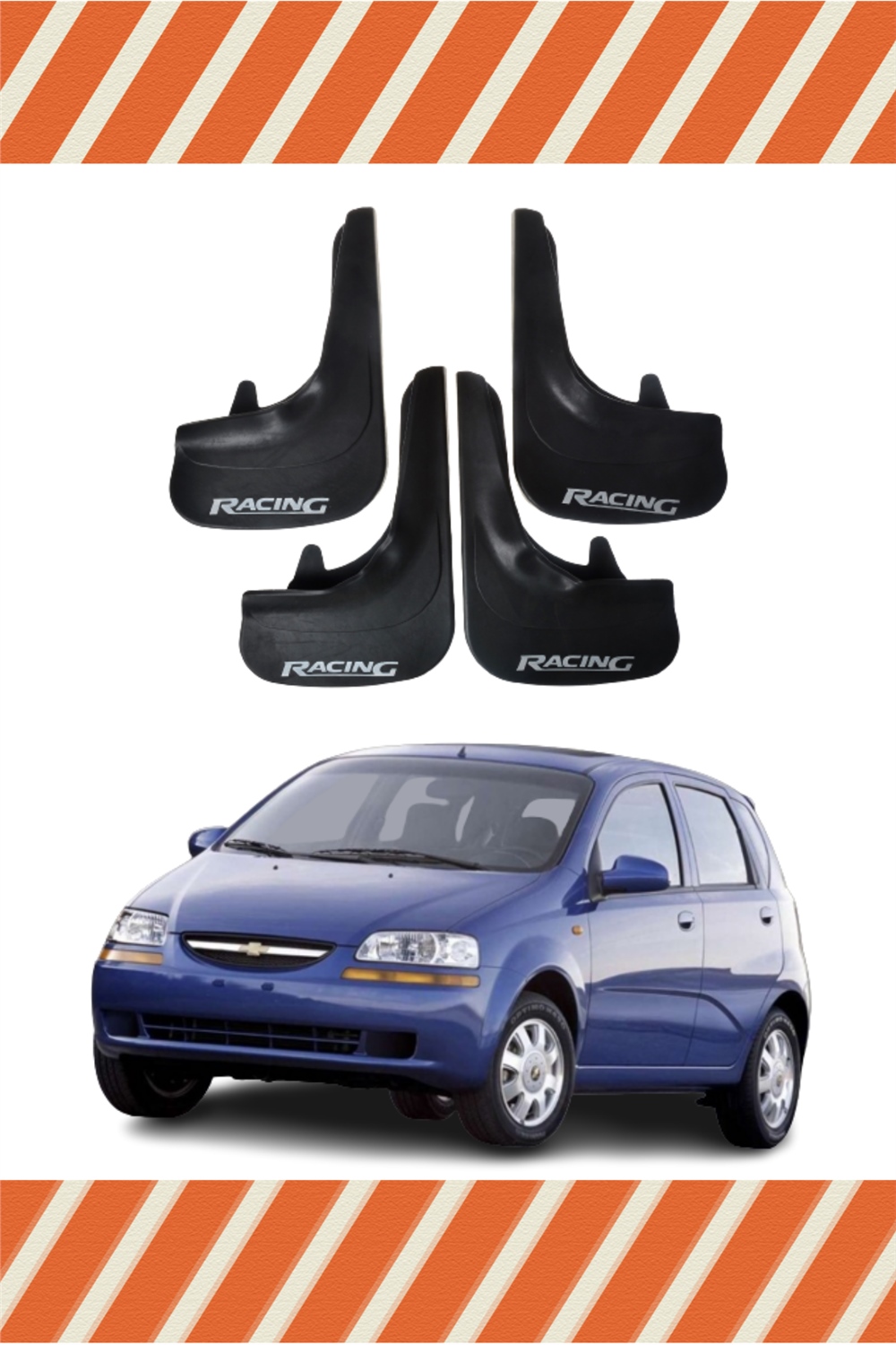 Chevrolet Aveo Hb 2005-2011 Racing Yazılı 4'Lü Tozluk Çamurluk Paçalık 
