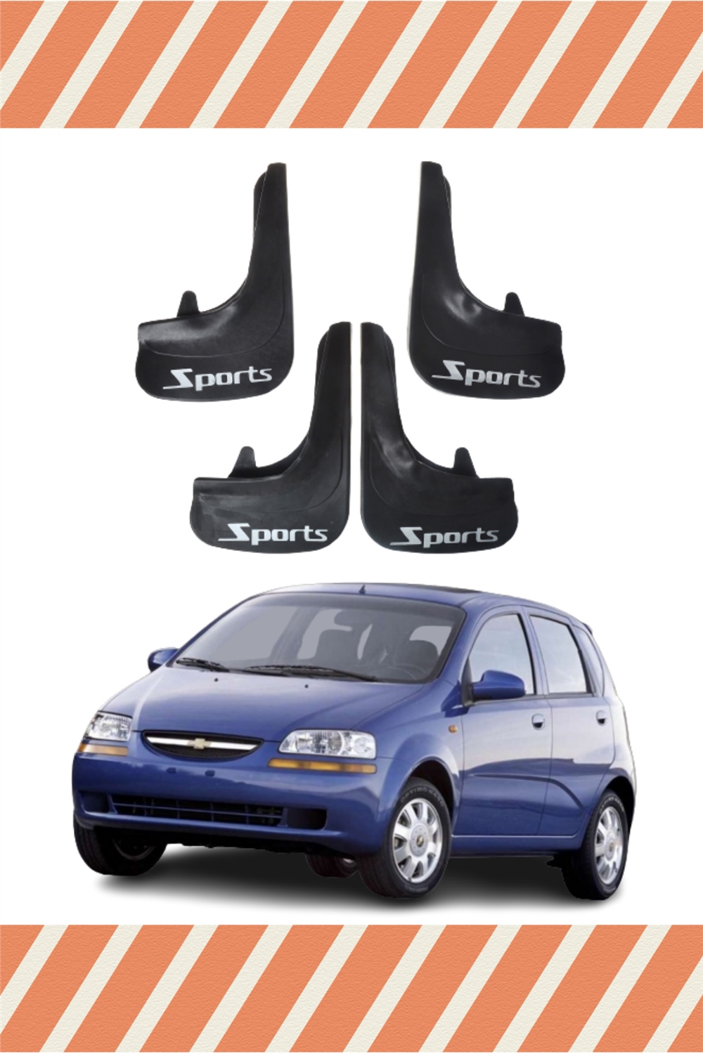 Chevrolet Aveo Hb 2005-2011 Uyumlu Sports Yazılı 4'Lü Tozluk Çamurluk Paçalık
