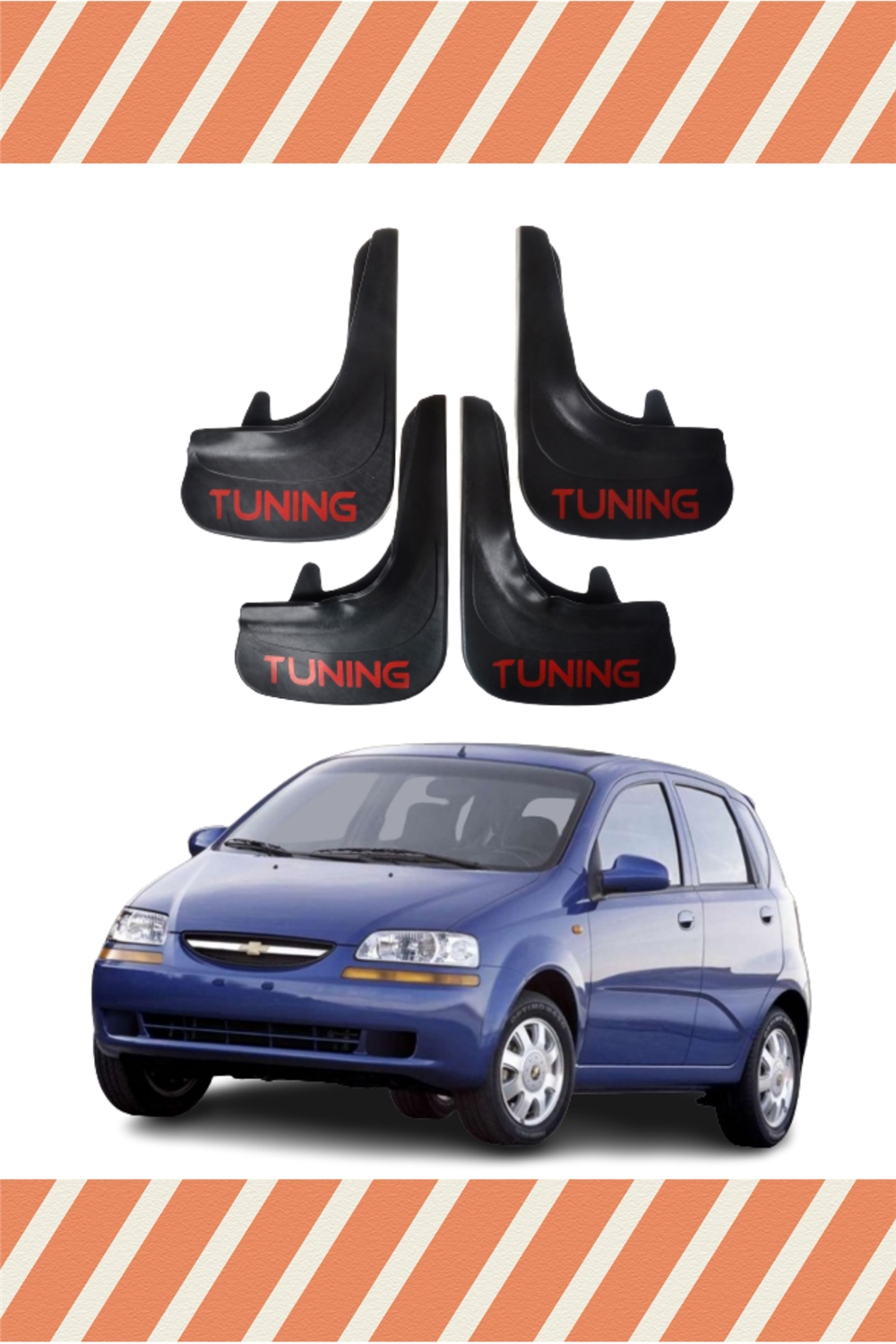 Chevrolet Aveo Hb 2005-2011 Uyumlu Tunıng Yazılı 4'Lü Tozluk Çamurluk Paçalık