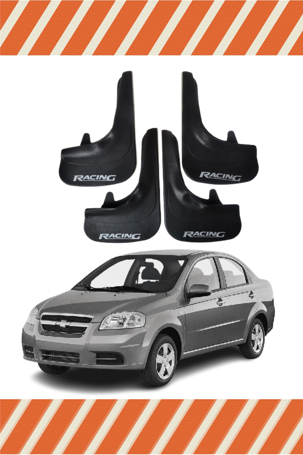 Chevrolet Aveo Sedan 2005-2011 Racing Yazılı 4'Lü Tozluk Çamurluk Paçalık 