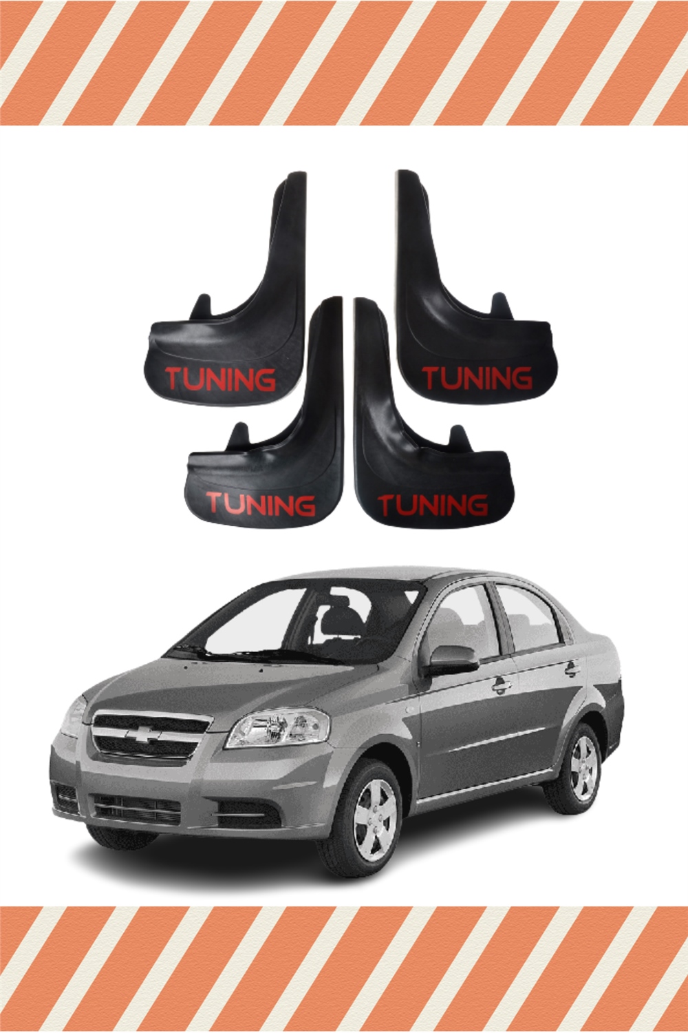 Chevrolet Aveo Sedan 2005-2011  Tunıng Yazılı 4'Lü Tozluk Çamurluk Paçalık