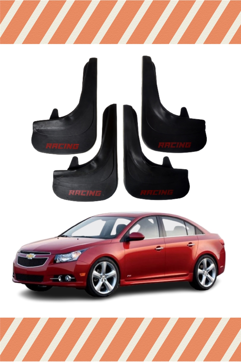 Chevrolet Cruze Sedan Racing Yazılı 4'Lü Tozluk Çamurluk Paçalık 