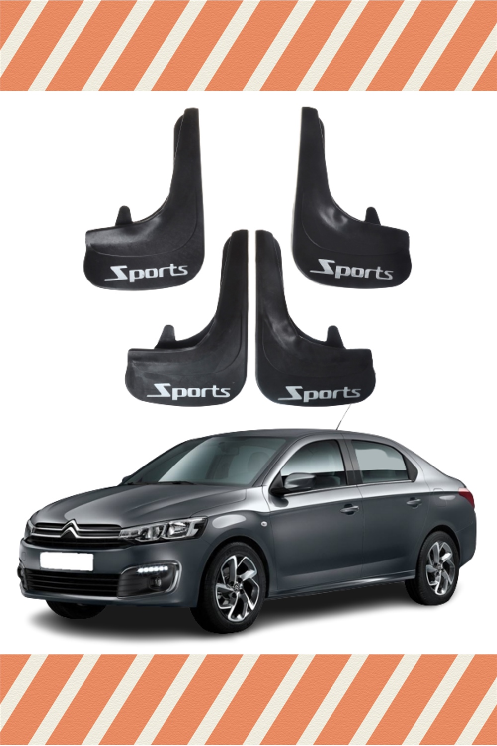 Citroen C Elysee Sports Yazılı 4'Lü Tozluk Çamurluk Paçalık