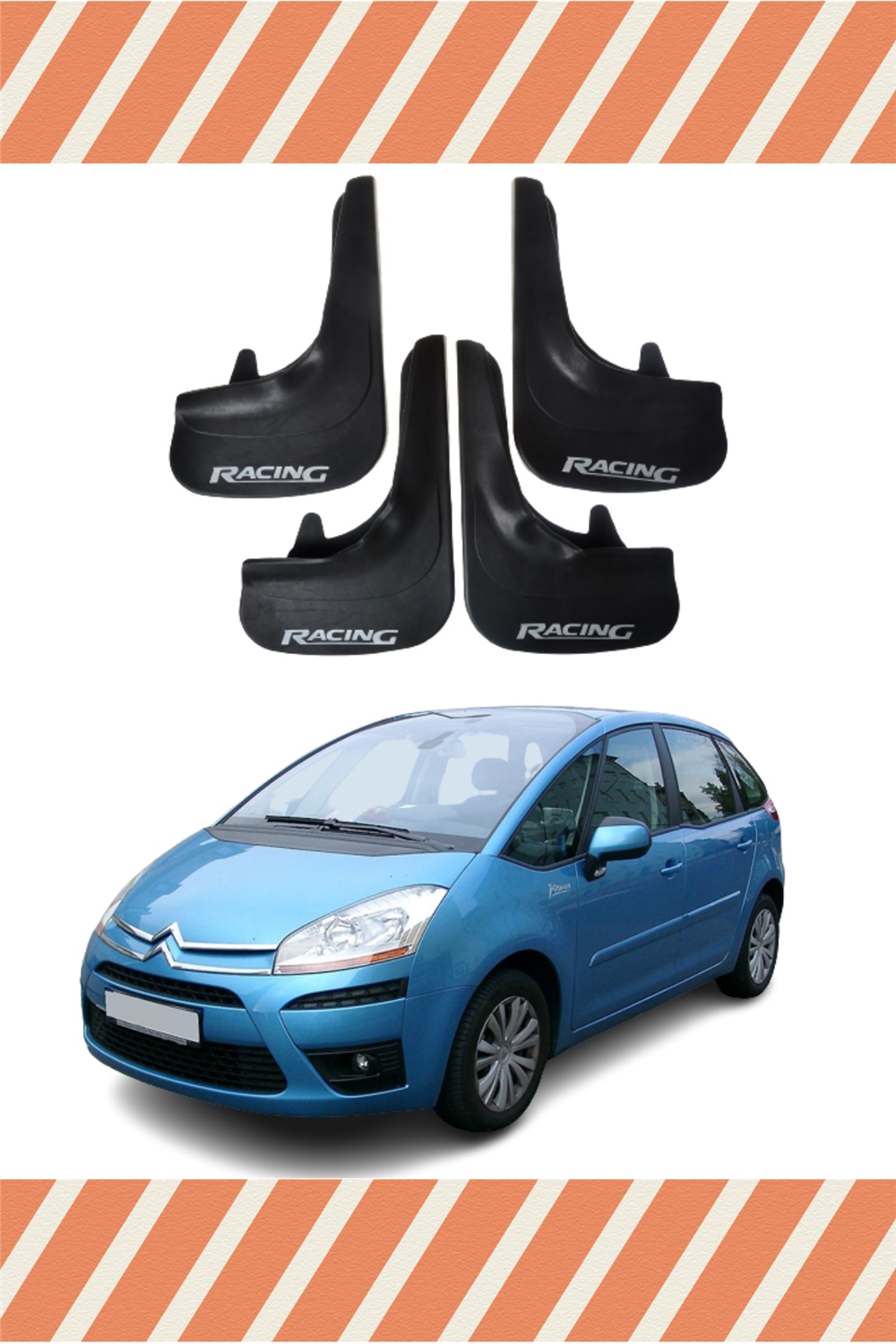 Citroen C4 2004-2011 Racing Yazılı 4'Lü Tozluk Çamurluk Paçalık 