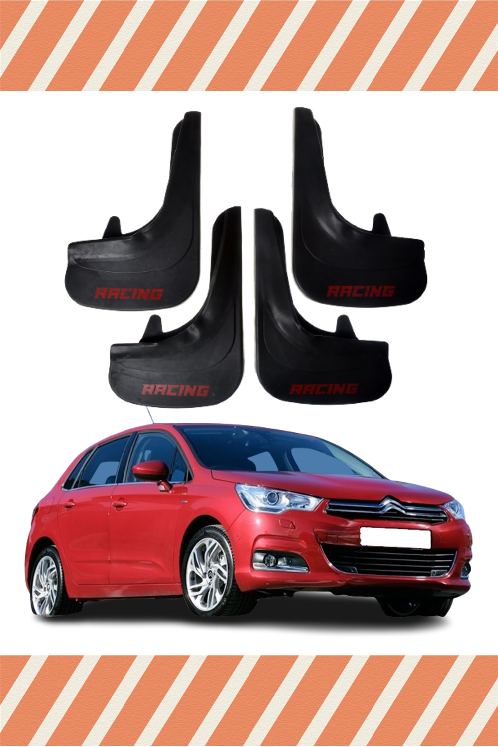 Citroen C4 2011 Ve Sonrası Racing Yazılı 4'Lü Tozluk Çamurluk Paçalık 