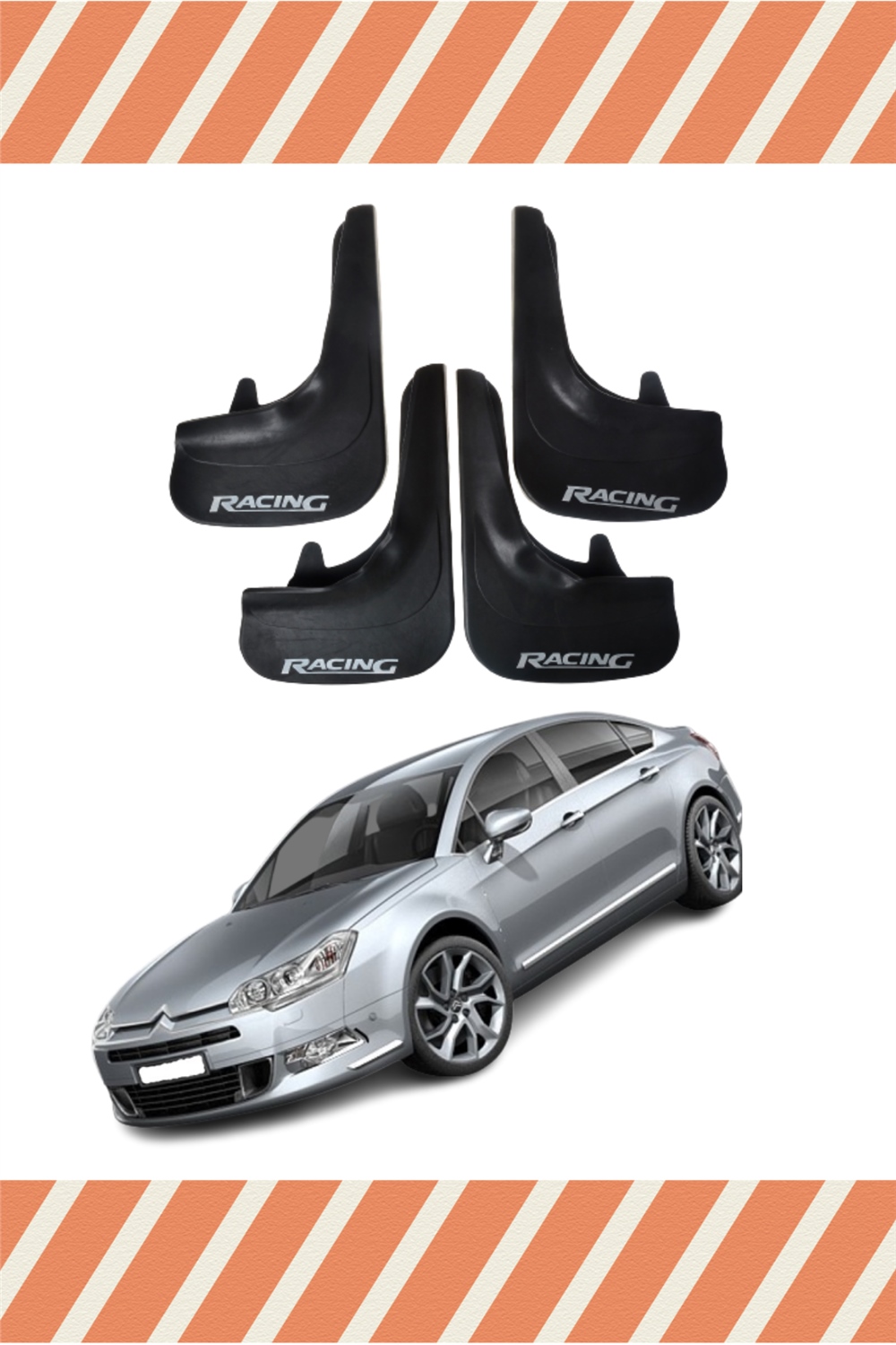 Citroen C5 2007 Ve Sonrası Racing Yazılı 4'Lü Tozluk Çamurluk Paçalık 