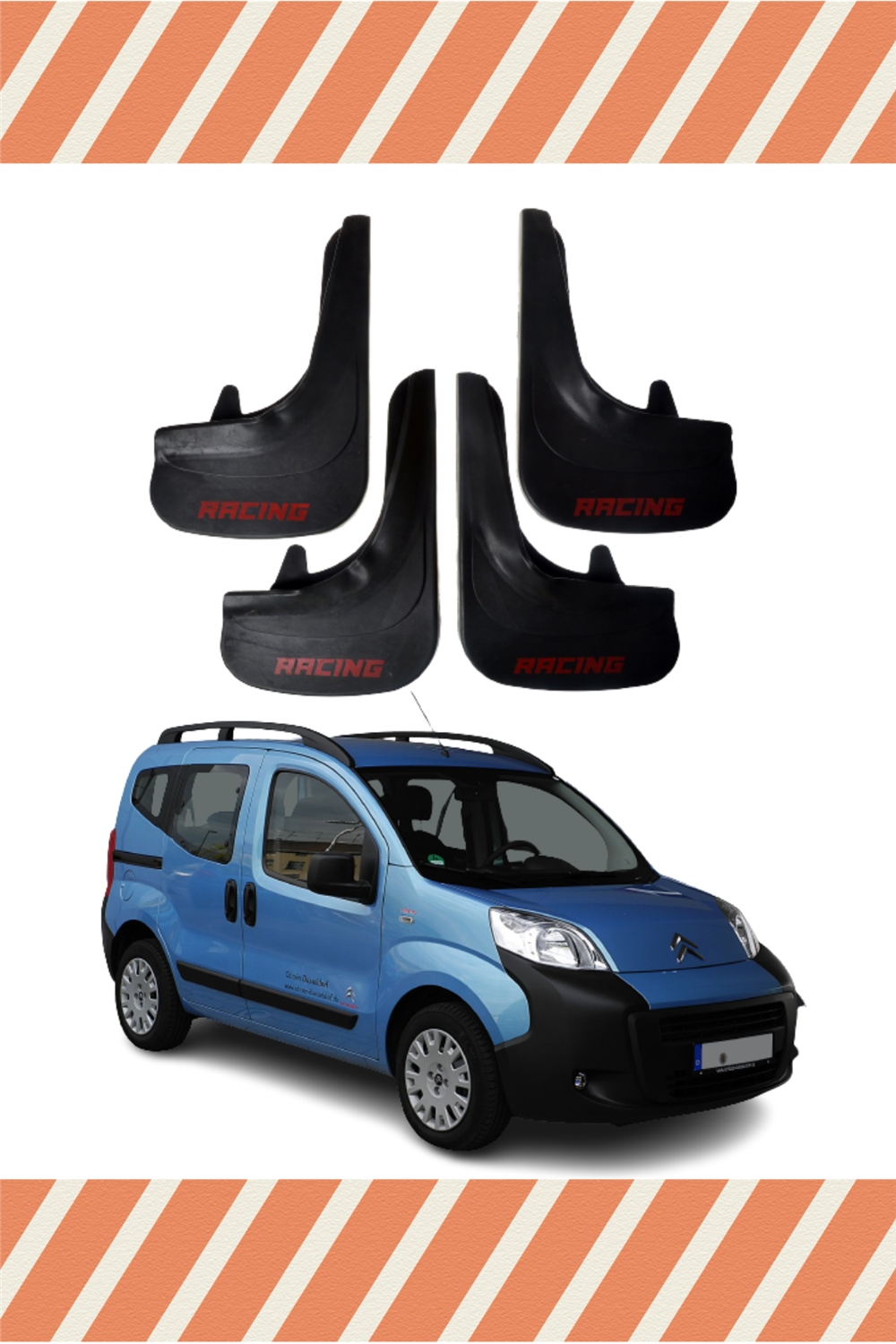Citroen Nemo Racing Yazılı 4'Lü Tozluk Çamurluk Paçalık 