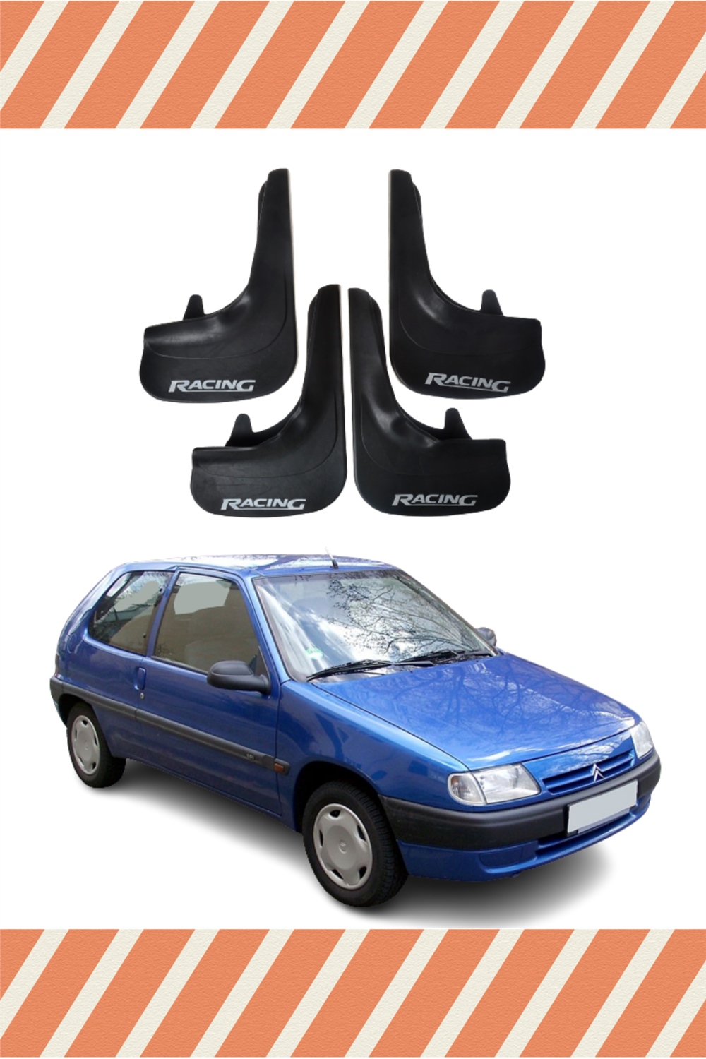 Citroen Saxo Racing Yazılı 4'Lü Tozluk Çamurluk Paçalık 