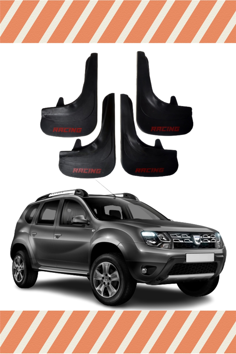 Dacia Duster 2010-2017 Racing Yazılı 4'Lü Tozluk Çamurluk Paçalık 
