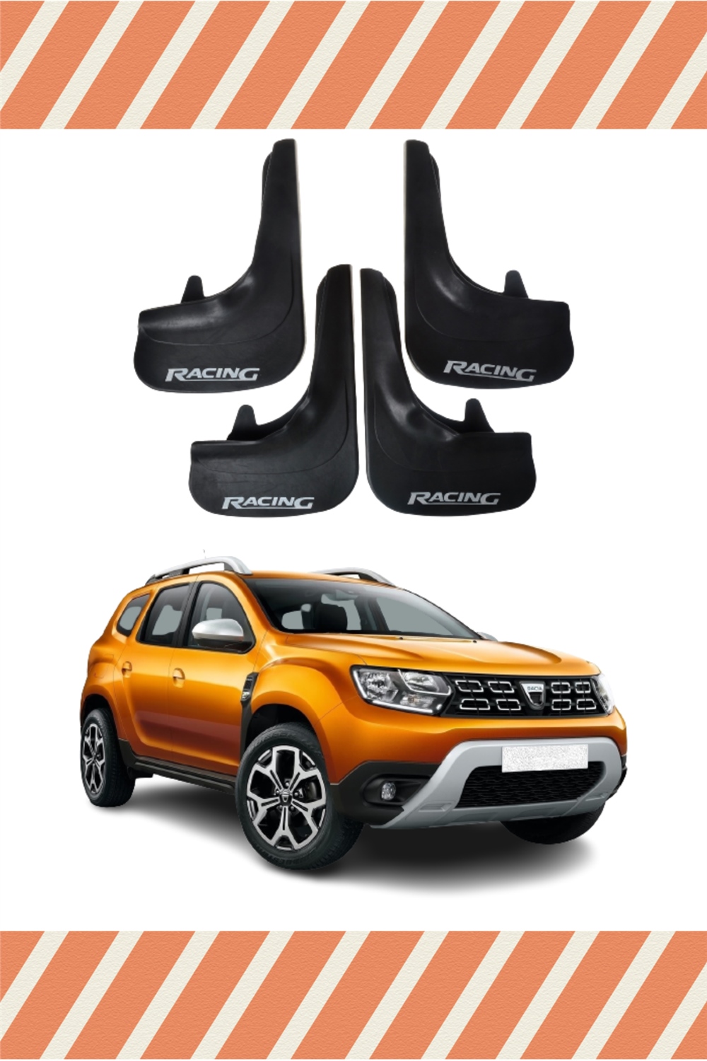 Dacia Duster 2017 Ve Sonrası Racing Yazılı 4'Lü Tozluk Çamurluk Paçalık 