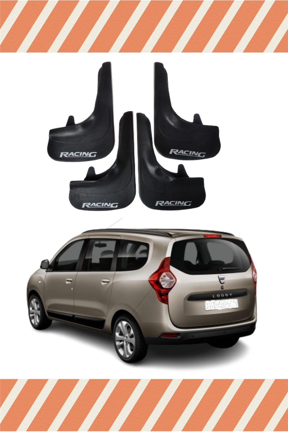 Dacia Lodgy Tüm Kasalar Racing Yazılı 4'Lü Tozluk Çamurluk Paçalık 