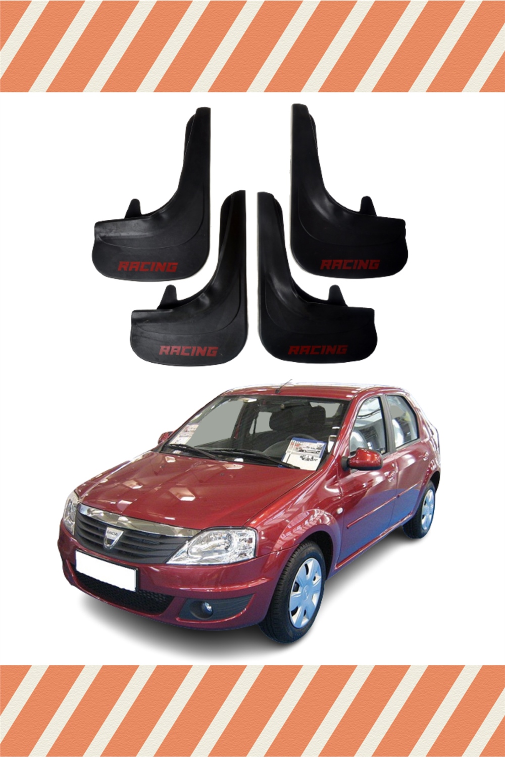 Dacia Logan 2004-2012 Racing Yazılı 4'Lü Tozluk Çamurluk Paçalık 