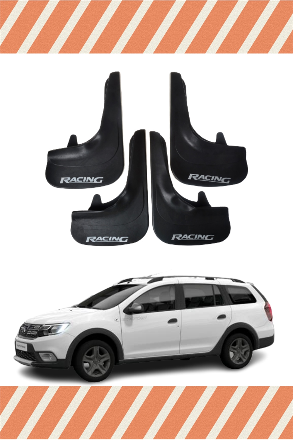 Dacia Logan Mcv Tüm Kasalar Racing Yazılı 4'Lü Tozluk Çamurluk Paçalık 