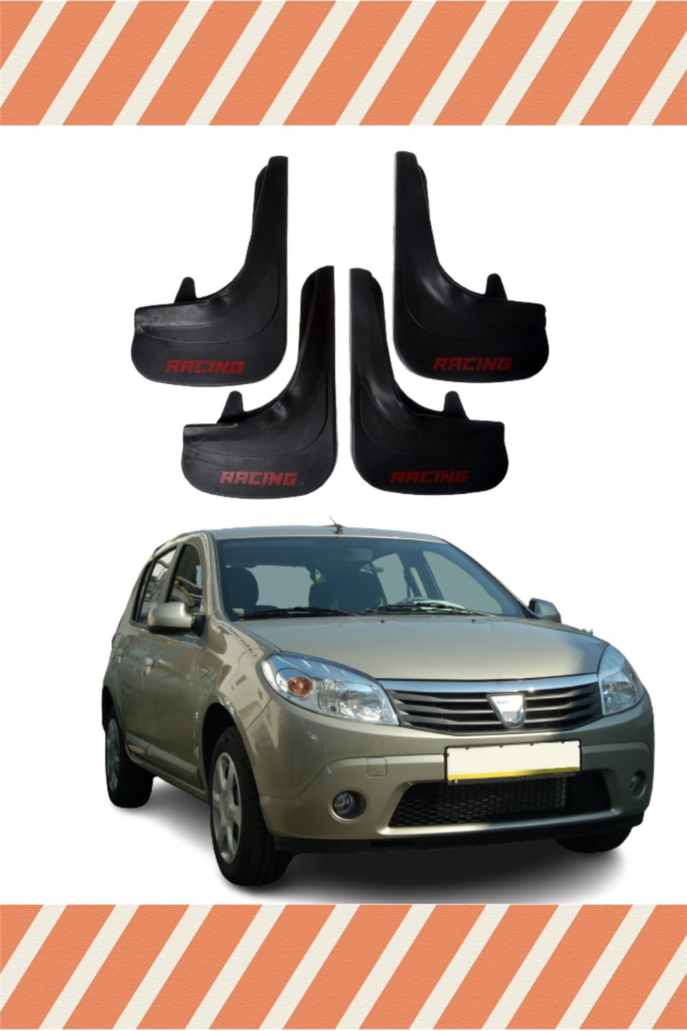 Dacia Sandero 2007-2012 Racing Yazılı 4'Lü Tozluk Çamurluk Paçalık 