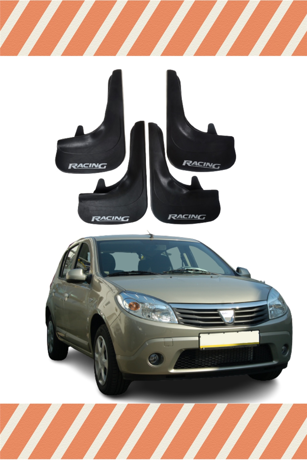 Dacia Sandero 2007-2012 Racing Yazılı 4'Lü Tozluk Çamurluk Paçalık 