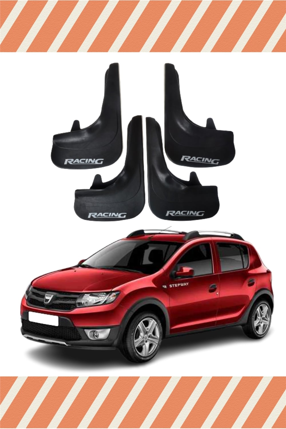 Dacia Stepway 2013 Racing Yazılı 4'Lü Tozluk Çamurluk Paçalık 
