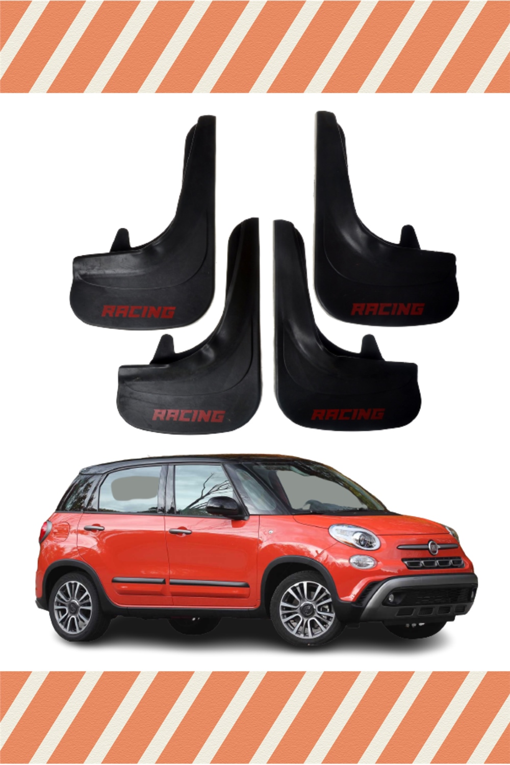 Fiat 500L Racing Yazılı 4'Lü Tozluk Çamurluk Paçalık 