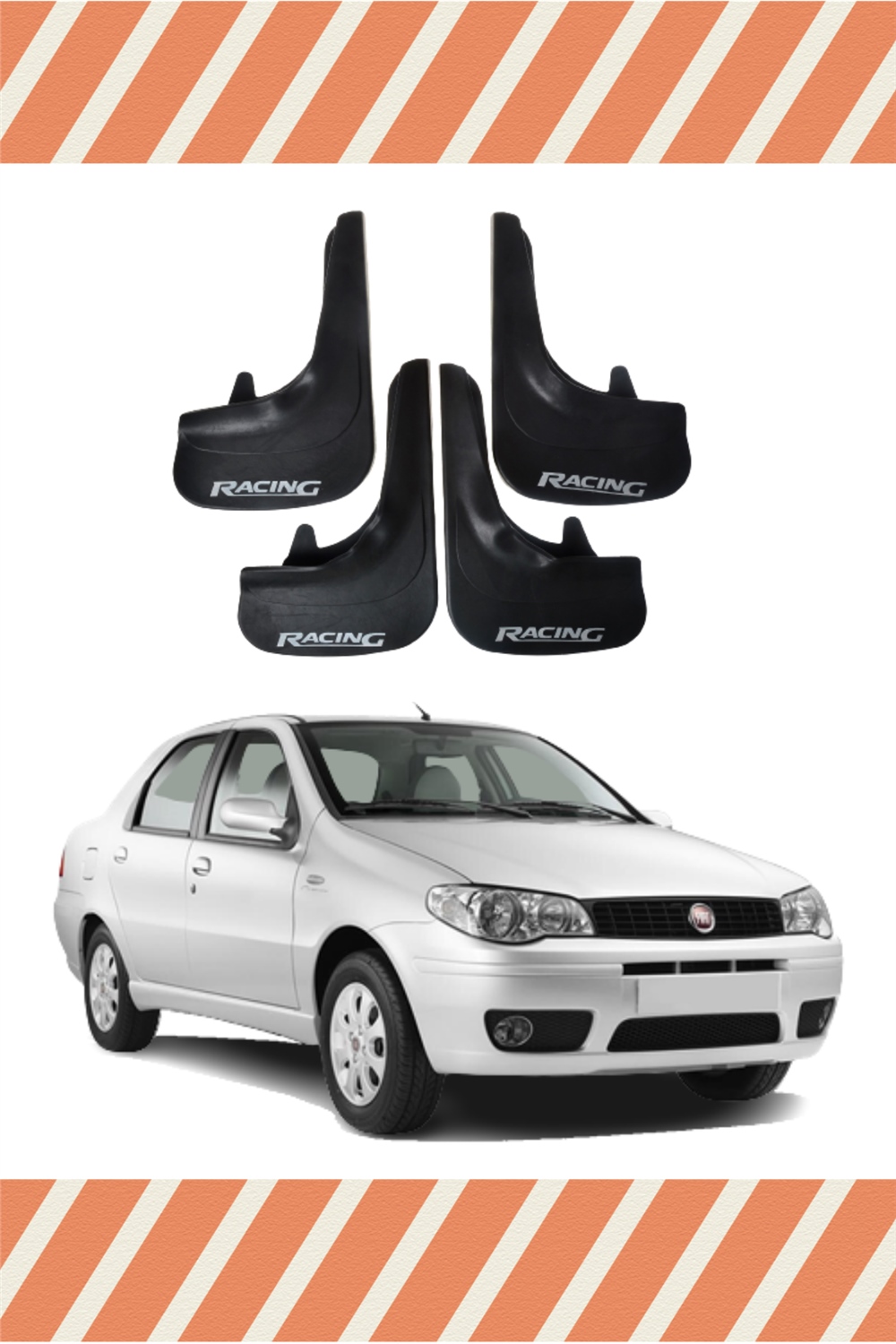 Fiat Albea-1 Racing Yazılı 4'Lü Tozluk Çamurluk Paçalık 