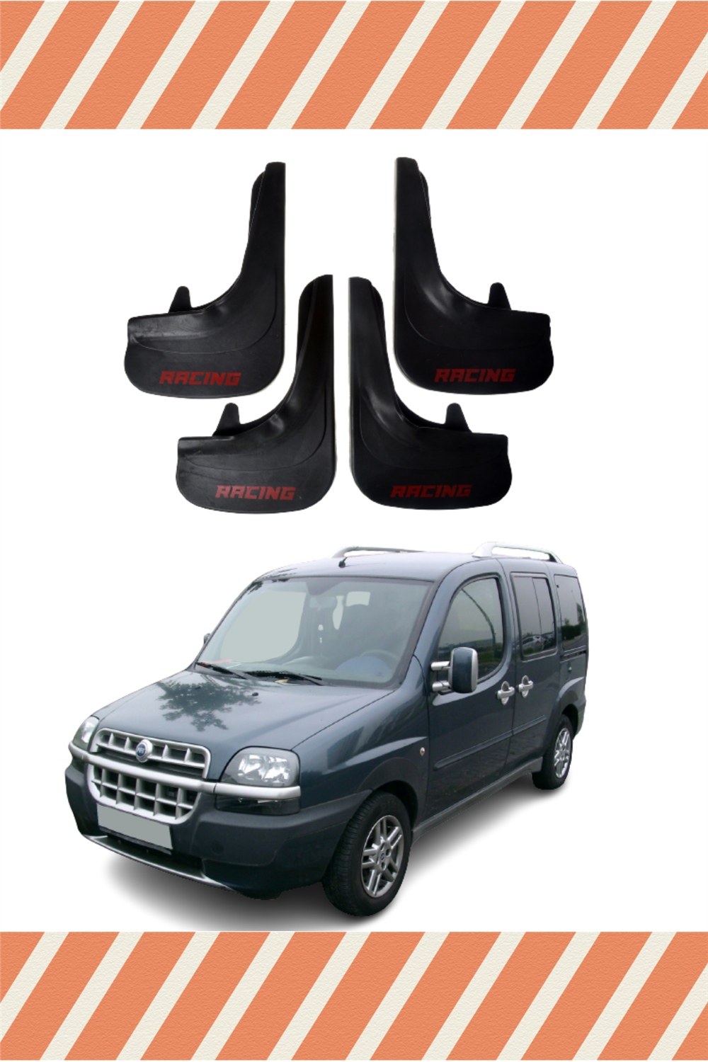 Fiat Doblo 2000-2010 Racing Yazılı 4'Lü Tozluk Çamurluk Paçalık 