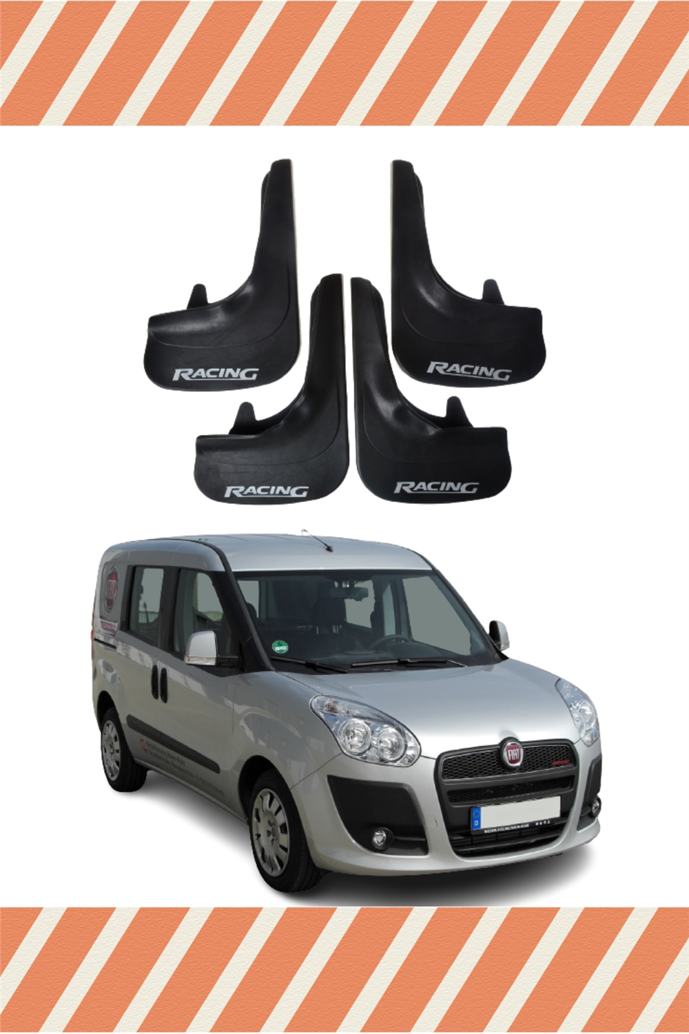 Fiat Doblo 2010-2022 Racing Yazılı 4'Lü Tozluk Çamurluk Paçalık 