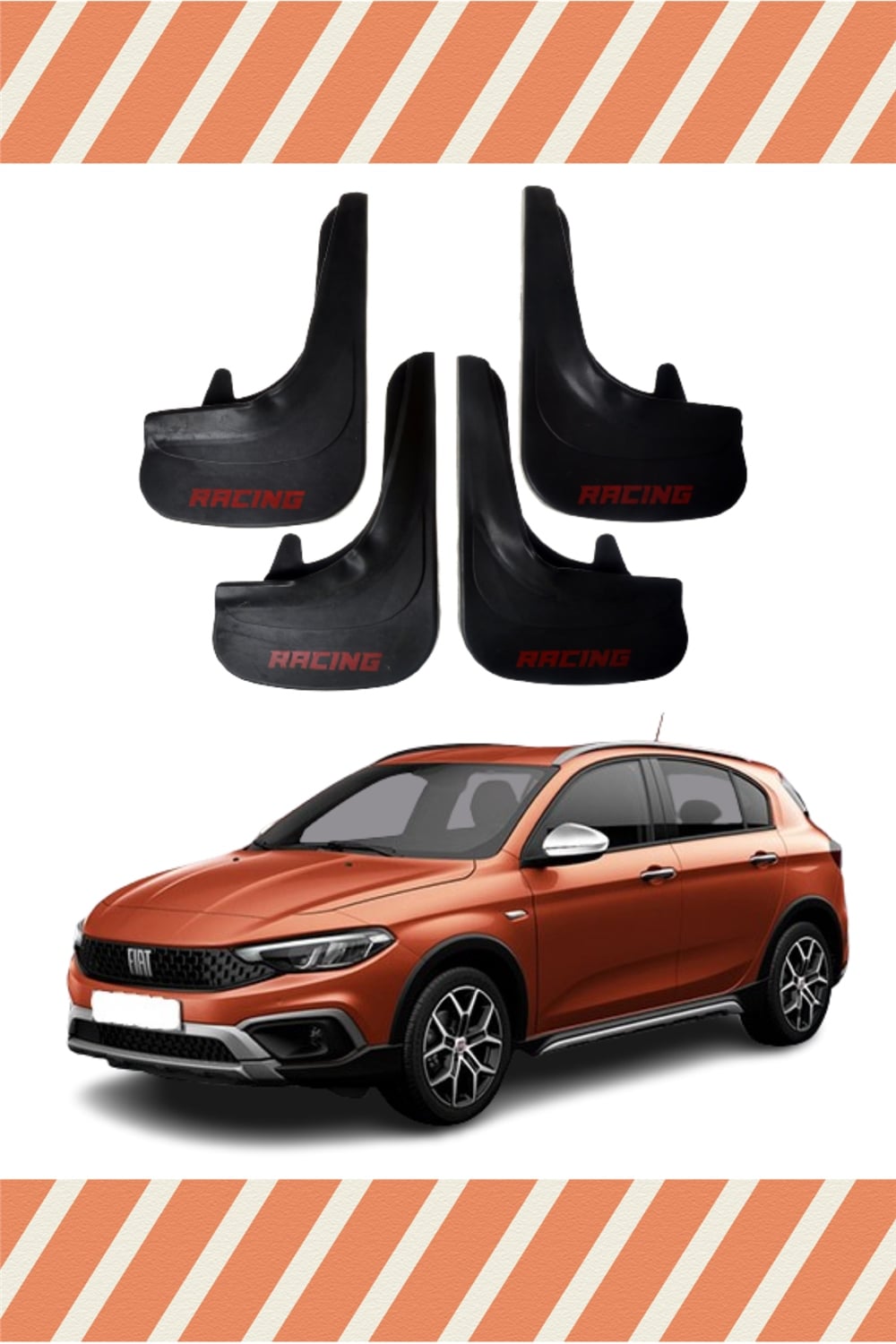 Fiat Egea Cross Tüm Kasalar Racing Yazılı 4'Lü Tozluk Çamurluk Paçalık 