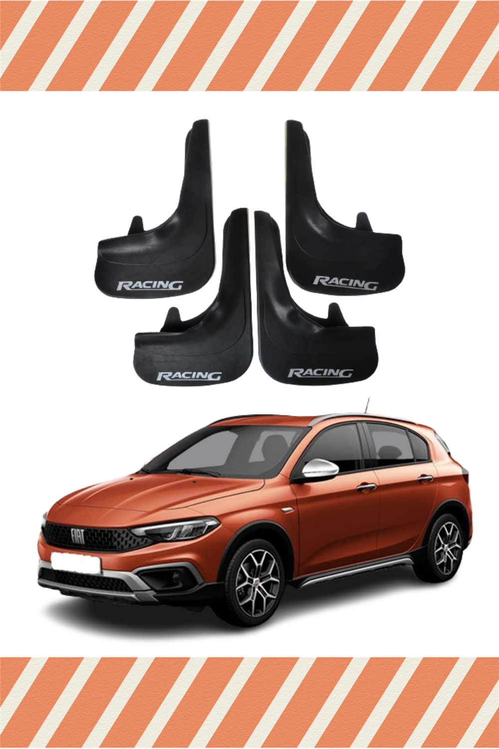 Fiat Egea Cross Tüm Kasalar Racing Yazılı 4'Lü Tozluk Çamurluk Paçalık 