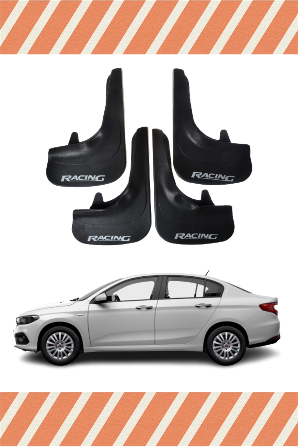 Fiat Egea Sd Tüm Kasalar Racing Yazılı 4'Lü Tozluk Çamurluk Paçalık 