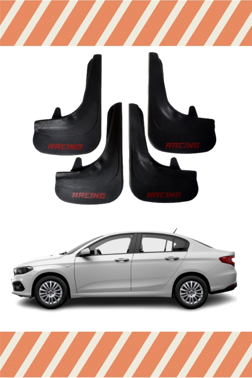 Fiat Egea Sd Tüm Kasalar Racing Yazılı 4'Lü Tozluk Çamurluk Paçalık 