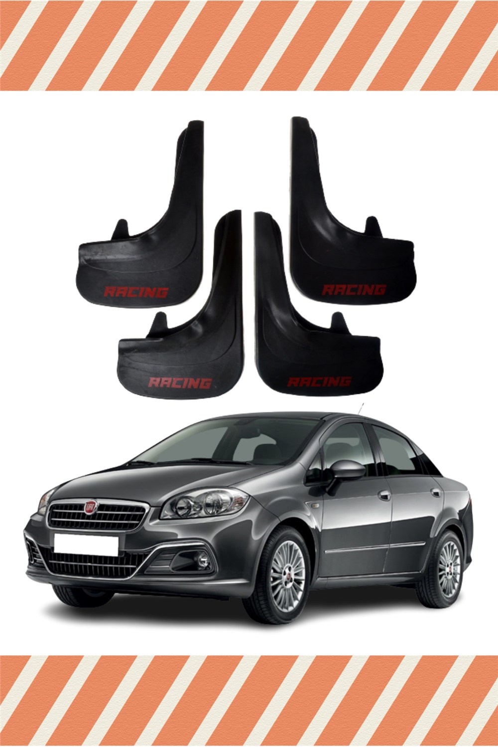 Fiat Linea Tüm Kasalar Racing Yazılı 4'Lü Tozluk Çamurluk Paçalık  