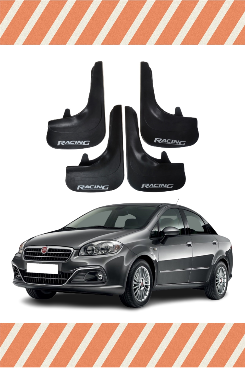 Fiat Linea Tüm Kasalar Racing Yazılı 4'Lü Tozluk Çamurluk Paçalık  