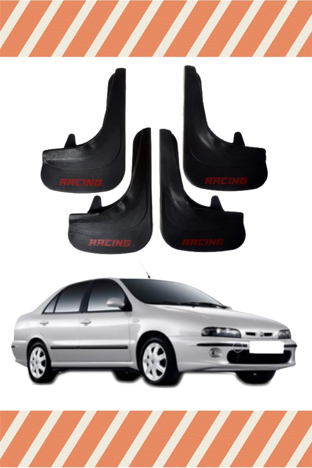 Fiat Marea Tüm Kasalar Racing Yazılı 4'Lü Tozluk Çamurluk Paçalık  