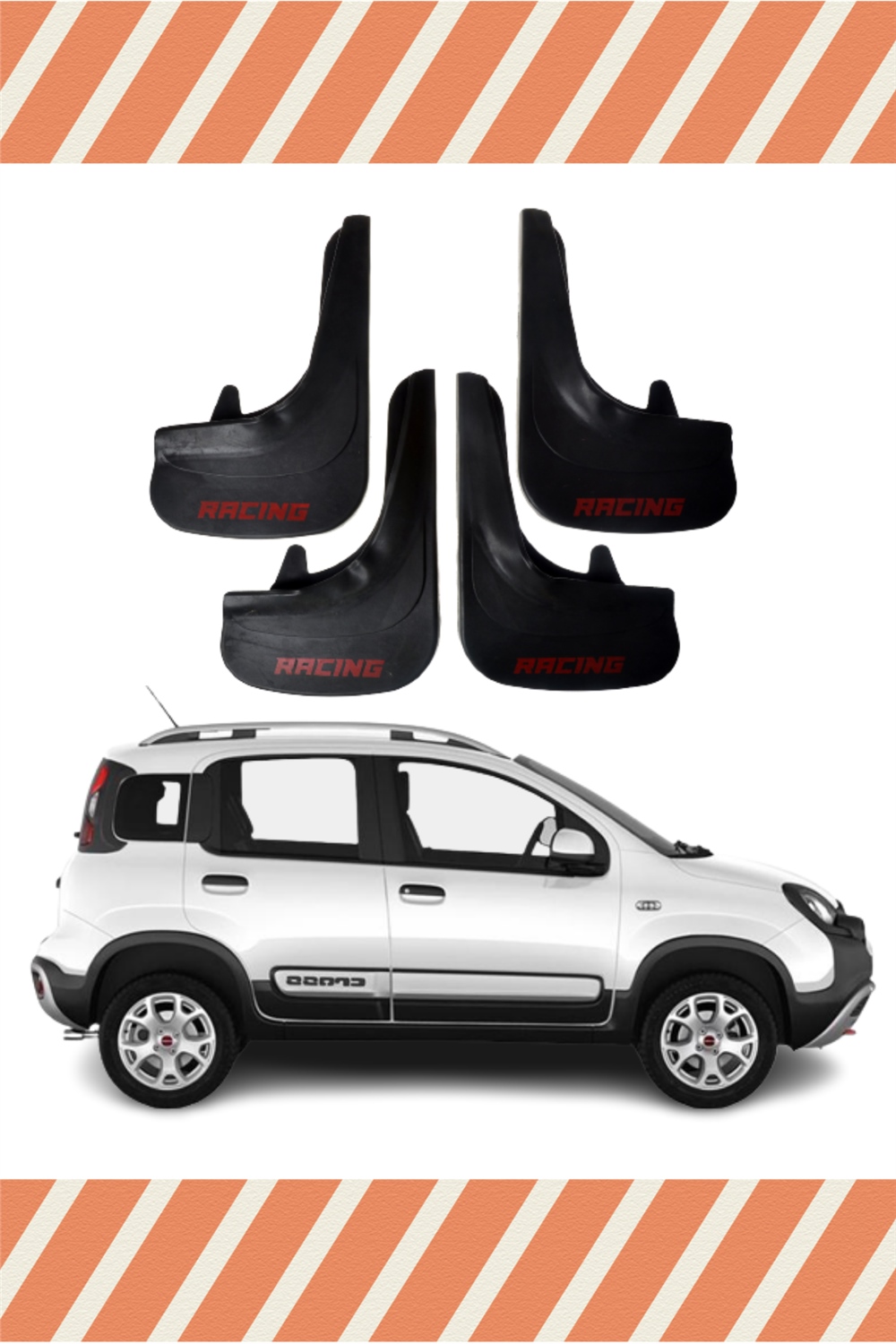 Fiat Panda Racing Yazılı 4'Lü Tozluk Çamurluk Paçalık  