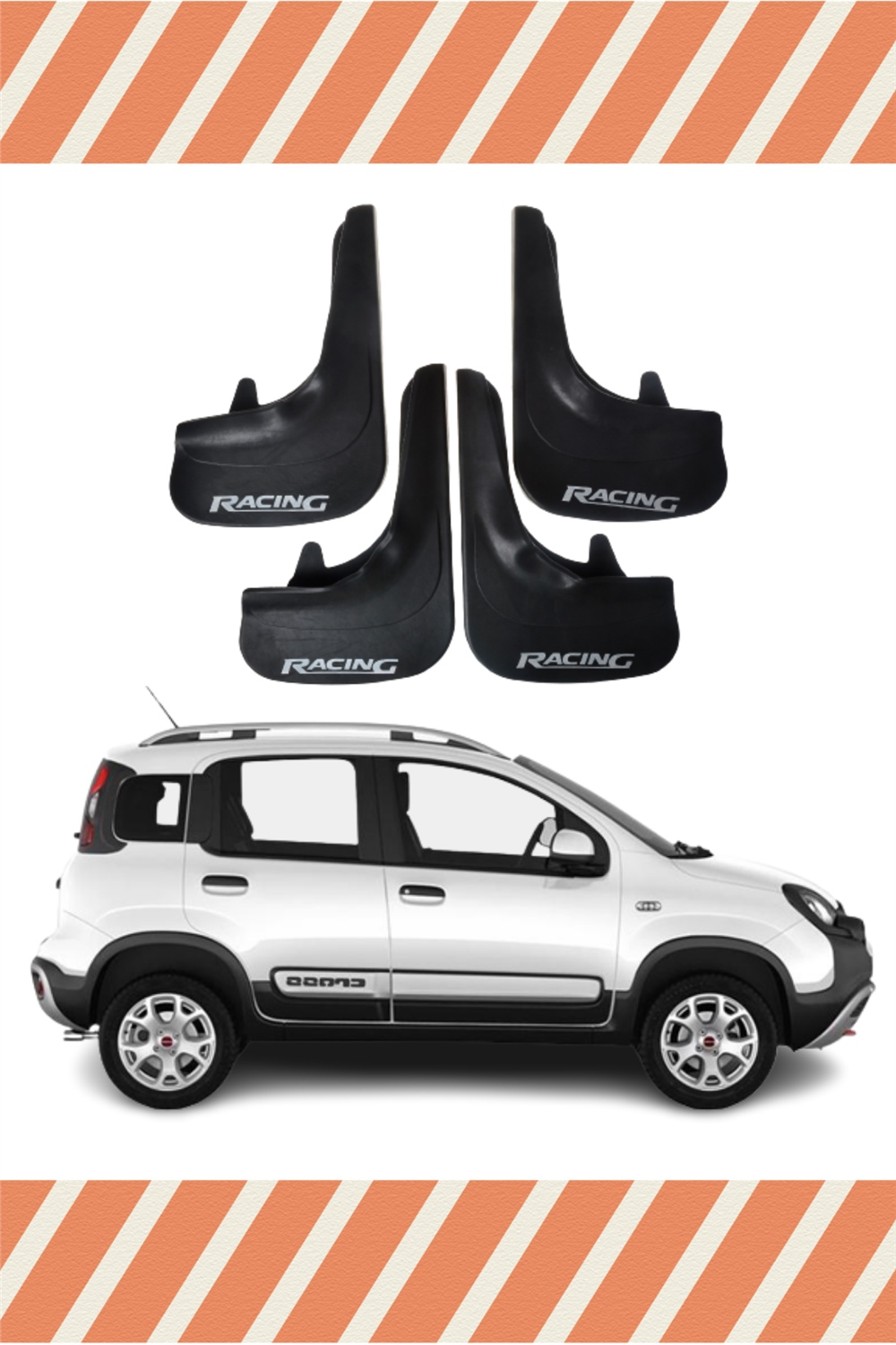 Fiat Panda Racing Yazılı 4'Lü Tozluk Çamurluk Paçalık  