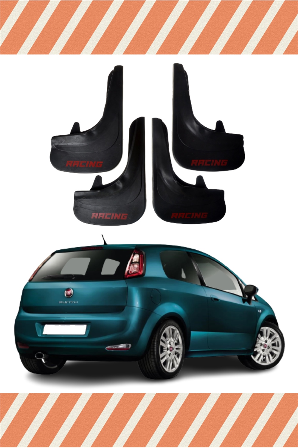Fiat Punto Racing Yazılı 4'Lü Tozluk Çamurluk Paçalık  