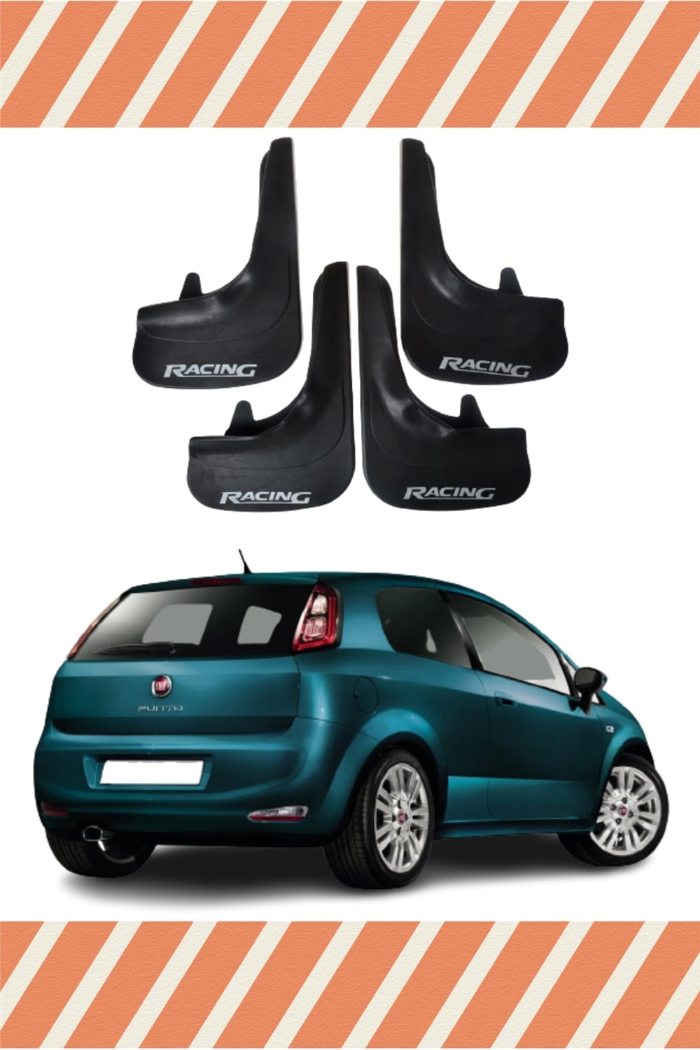 Fiat Punto Racing Yazılı 4'Lü Tozluk Çamurluk Paçalık  