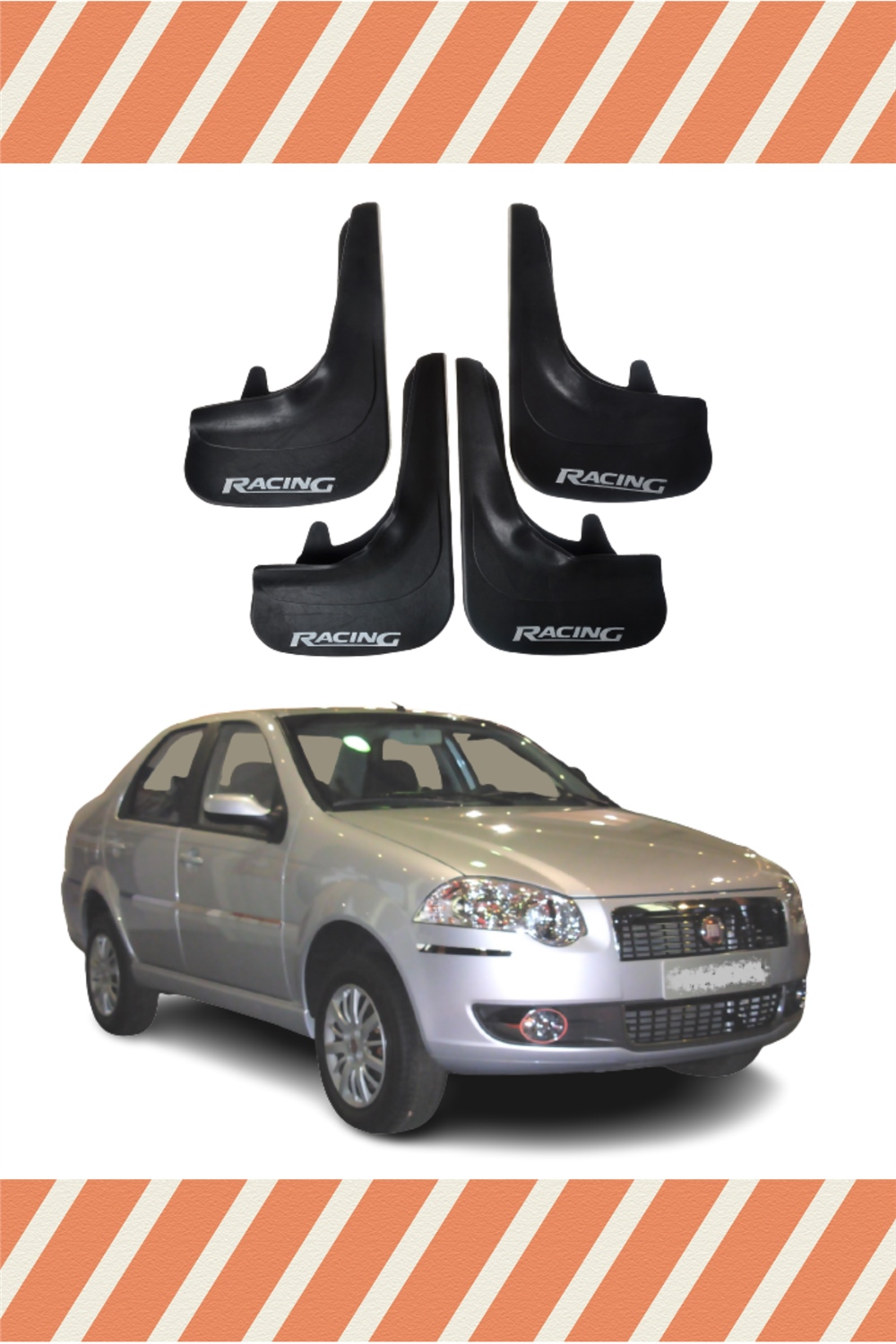 Fiat Siena Racing Yazılı 4'Lü Tozluk Çamurluk Paçalık   
