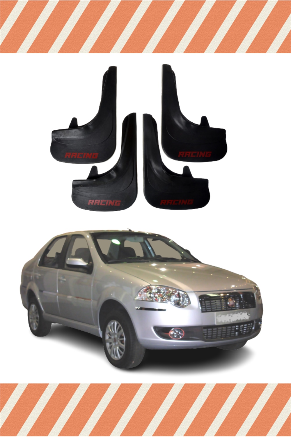 Fiat Siena Racing Yazılı 4'Lü Tozluk Çamurluk Paçalık   