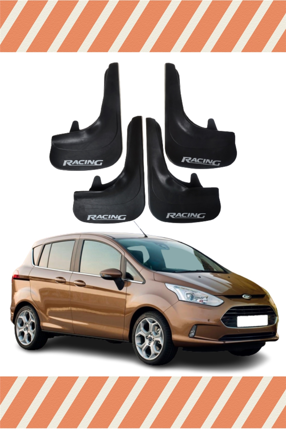 Ford B Max Racing Yazılı 4'Lü Tozluk Çamurluk Paçalık   