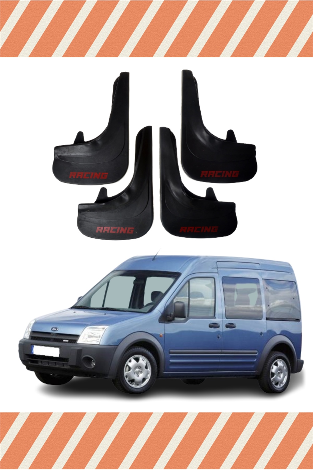 Ford Connect 2002-2013 Racing Yazılı 4'Lü Tozluk Çamurluk Paçalık    